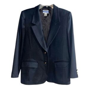 Pendleton 100% Wool Black 2-Button Blazer Career Academia Office‎ Plus Size 14